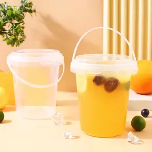 Venta caliente ventas directas de fábrica 1000ml Cubo de despegue de plástico desechable taza de postre de jugo de fruta