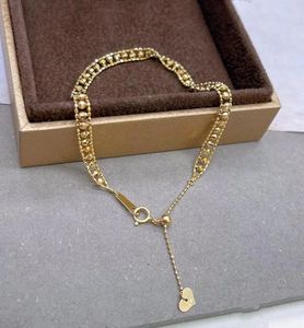 Xinfly Luxury 18K Solid Gold <b>Bracelet</b> Au750 Jewelry Set for Women Laser Bead Classic <b>Adjustable</b> for Engagement Birthday Children - Product Image 2