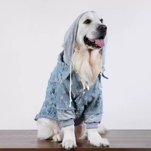 Chaqueta de mezclilla lavada para perro con capucha, ropa informal de otoño para Golden Retriever, Labrador, Samoyed y perros grandes - Product Image 1
