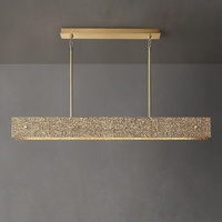 Lustre LED de luxe nordique en boule de cristal, suspension minimaliste dorée en forme de haricot magique, longueur moyenne pour table à manger et îlot de cuisine
