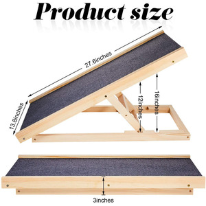 Solid Wood Pet Staircase Adjustable Folding Ramp For Dogs <b>Cats</b> <b>Large</b> Size Rectangle Shape Natural Color - Product Image 5