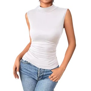 Phụ Nữ Của Giả Cao Cổ Áo Vest <span class=keywords><strong>2025</strong></span> Mới Mỏng Không Tay Hot Girl Top Đàn Hồi Cơ Bản Giản Dị T-Shirt - Product Image 5