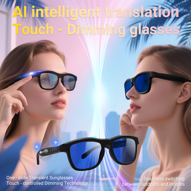 Smart AI Translation Glasses - Electrochromic Color-Changing,  Call, Anti-Blue Light/UV, Unisex Sports Style