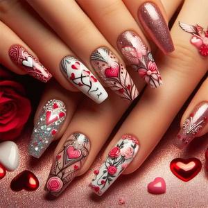 24 <span class=keywords><strong>Uñas</strong></span> Postizas Acrílicas Pre-diseñadas, Estilo Ballet, Medianas, Brillantes, en Forma <span class=keywords><strong>de</strong></span> Almendra, Estilo Europeo/Americano - Product Image 2