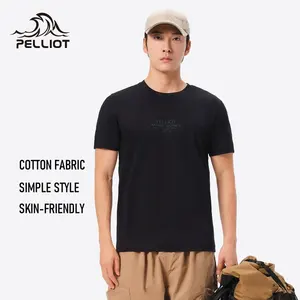 Pelliot 100 % Baumwolle T-Shirt Herren Outdoor Freizeit Sport Bergliste Laufen Wandern atmungsaktiv hautfreundlich Kurzarm-Shirts