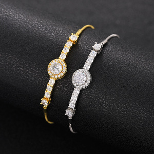 Round Zircon <b>Bracelet</b> Women Fashion Elegant Daily Wear Adjustable Chic Statement Jewelry - Product Image 3