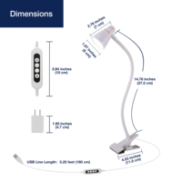 Lampe à pince LED USB moderne à expédition rapide, flexible, réglable, protection oculaire, design simple, pour hôtel, bureau, maison, table de manucure