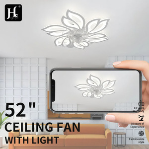 <b>Modern</b> Metal <b>Ceiling</b> Fan <b>Light</b> <b>LED</b> Daylight Illumination Remote Control Surface Mounted Bedroom CRI 90 IP33 AC 2160 Lumens - Product Image 6