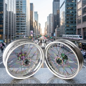 Ruedas <span class=keywords><strong>Supermotard</strong></span> de Motocicleta de 17 Pulgadas de Aleación de Aluminio 7116-T6 EXC <span class=keywords><strong>CRF</strong></span>, Nuevas con Bujes Arcoíris, Pieza de Motocicleta - Product Image 1