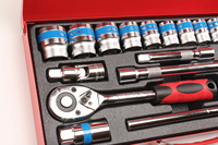 Juego de 24 Llaves de Tubo CRV de Alta Calidad GS KING TOOLS Herramientas Industriales Caja de Hierro