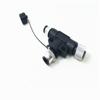 ตัวเชื่อมต่อสายเคเบิลหญิงและชายรูปร่าง M12 T สำหรับอุปกรณ์ M12ปลั๊กการบินชนิด Y T-Type ขั้วต่อกันน้ำสามทาง2แกน