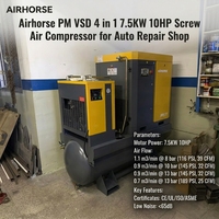 Compresseur d'air à vis 4-en-1 Airhorse 10HP 39 CFM 116 PSI 80 Gal PM VSD 7.5KW 8 Bar 300L CE ASME pour atelier de réparation automobile