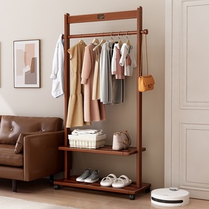 Perchero moderno de madera maciza de una sola barra para interiores y exteriores, muebles para el hogar para secar ropa con almacenamiento independiente, diseño elegante - Product Image 4