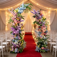 Set Dekorasi Bunga Sutra Buatan JD Monet Garden Horn Arch, Rangkaian Bunga Bulat untuk Pilar Lorong Pernikahan, Dekorasi Panggung