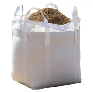Directo de fábrica 1500kg Big Bag Food Grade Woven Jumbo Bulk Bag con fondo plano para asfalto Tubular Tipo 1000kg Peso de carga