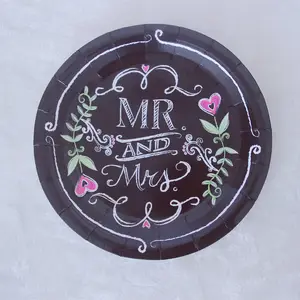 Mr & Mrs Engagement & Wedding Disposable Tableware Dinnerware Kit Paper Plates Napkins Cups for Party