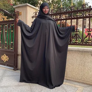 F203 # toptan katı renk Nida kumaş kapalı Kimono Abaya kadınlar müslüman elbise suudi Dubai resmi basit siyah Abaya