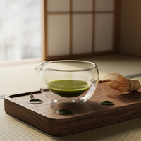 Tasse à matcha en verre, bol à matcha en verre borosilicate, style japonais, verre transparent pour matcha