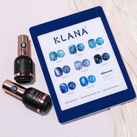 KLANA Nouveau Kit de Gel Magnétique Transparent Effet Gelée pour Ongles, Brillant Anti-Jaunissement Bleu Océan, Gel UV pour Salon de Manucure et Débutants DIY