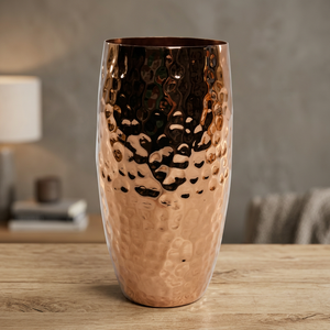 Modern Design Hammered Metal Table Top Flower Vase Copper Plated Iron Material High Quality Any Occasion - Product Image 2