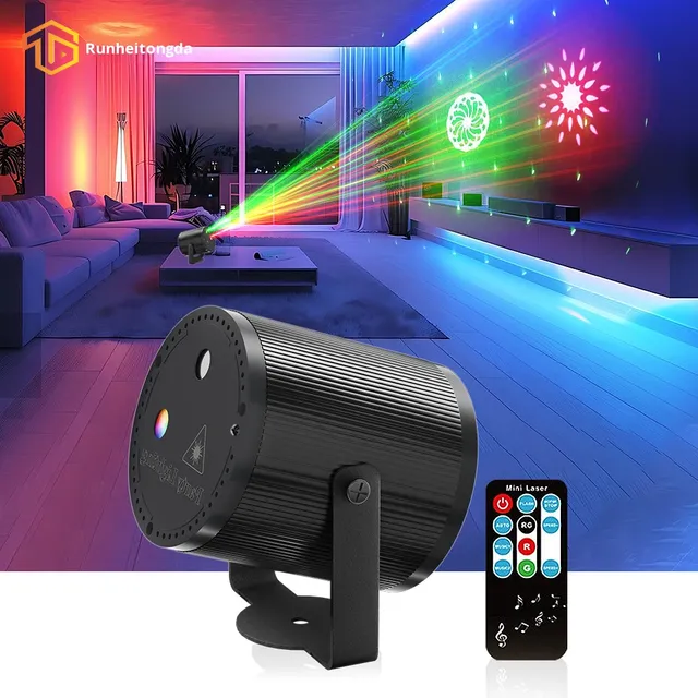 New Mini Laser Light Sound & Remote Control Red/Green 16 Patterns KTV Bar & Party Projection Light 5V