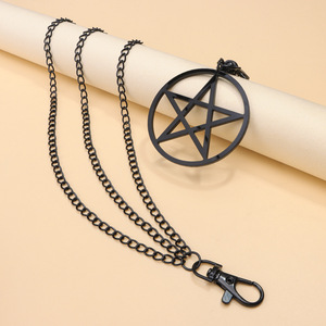 Colgante de estrella de aleación de zinc unisex, cadena de tres capas para pantalones, para uso diario, diseño de estrella de cinco puntas negra - Product Image 3