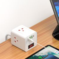 Multiprise cube standard thaïlandaise avec USB-C, adaptateur de voyage, 3 prises CA, rallonge pour la maison et le bureau