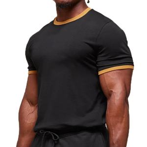 Camiseta Deportiva para Hombre al por Mayor, Camiseta de Algodón Puro con Combinación de Colores, Informal, Holgada y Cómoda - Product Image 1