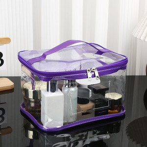 Sac de voyage transparent pour cosmétiques, trousse de toilette, sac à cosmétiques esthétique, pochette transparente en PVC avec fermeture éclair - Product Image 6