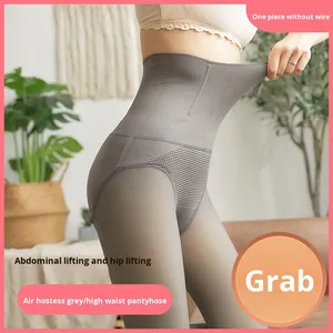 Hôtesse de l'air femme Leggings gris automne hiver polaire doublé collants transparents taille haute contrôle du ventre hanche ascenseur vêtements d'extérieur <span class=keywords><strong>faux</strong></span> <span class=keywords><strong>transparent</strong></span> - Product Image 6