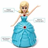 Vente en gros de mini-poupées princesses électriques, poupées princesses à la mode avec musique et lumière, rotation libre à 360 degrés, jouets amusants