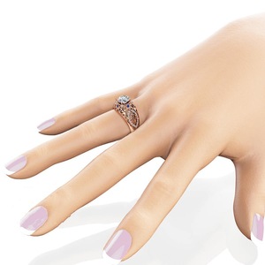 Anello da Donna con Zircone Blu Floreale Intarsiato, Design Elegante e Traforato, Gioiello da Dito Versatile per Uso Quotidiano e Feste, Regalo - Product Image 5