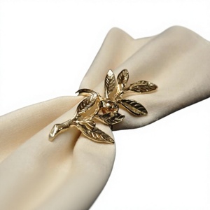 <b>Hand</b> <b>Casted</b> Gold Floral Design Metal Napkin Ring Table Decoration Accessories For Restaurant Hotel Supplies - Product Image 1