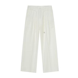 2024 automne nouveaux hommes de luxe coréen pantalons décontractés haut de gamme couleur Pure drapé jambe droite mi à la mode robe ample pantalon - Product Image 5