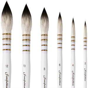 Kit de pinceaux à manche blanc en poils naturels pour artiste aquarelliste OEM pour artiste et débutant - Product Image 1