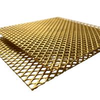 Grille métallique décorative en laiton H65 H80, maille déployée diamantée 16x8x1.5mm pour façade, cloison et décoration