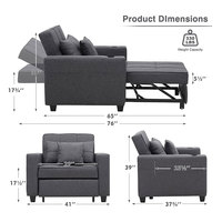 Canapé-lit simple pliable pour hôtel, fauteuil-lit rembourré en lin, vente en gros
