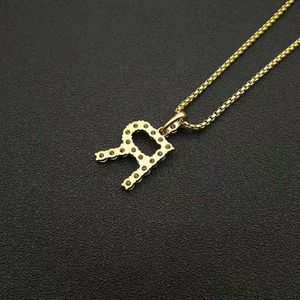 Collier avec pendentif lettre en acier inoxydable plaqué or avec sertissage pavé de zirconiums AAA, bijou unisexe tendance, cadeau - Product Image 4