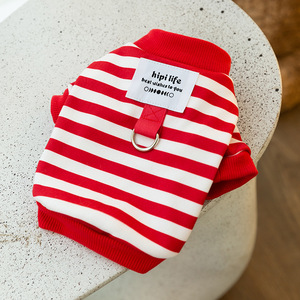 कस्टम कुत्ते के कपड़े सरल स्ट्रिप कैजुअल हुडी पोमेरानियन शरद ऋतु सर्दियों के प्यारा पालतू जानवर - Product Image 6