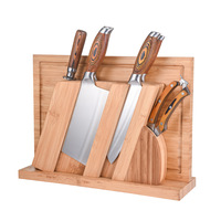 Ensemble de 8 couteaux de cuisine en acier 9cr18mov avec manche en bois coloré et planche à découper en bambou pour la maison, le restaurant, les cadeaux et la cuisine