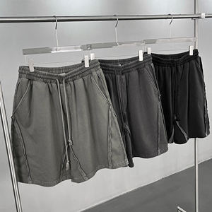 400GSM Heavyweight Casual Shorts for Men Vintage Washed Stitched Panel & Drawstring Streetwear Design - Product Image 4