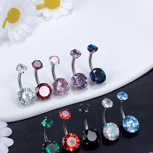 Anillo de Ombligo para Mujer Gaby, Color Verde <span class=keywords><strong>Esmeralda</strong></span>, Aleación de Titanio ASTM-F-136, Chapado en Oro/Plata, Rosca Interna, para Regalo o Fiesta - Product Image 5