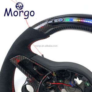 Accessoires intérieurs de voiture, volant sport rouge en fibre de carbone forgée avec LED RPM et chauffage pour <span class=keywords><strong>Alfa</strong></span> <span class=keywords><strong>Romeo</strong></span> Giulia <span class=keywords><strong>Stelvio</strong></span> <span class=keywords><strong>Tonale</strong></span> - Product Image 5