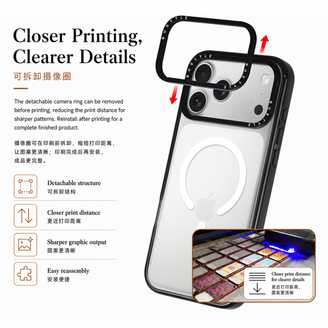 Clear Magnetic Cellphone Cover Detachable Camera Ring OEM Logo for iPhone 18 17 Pro Max 2 in 1 Magnet Custom Printing Phone Case