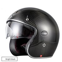 Nouveau casque moto demi-coque rétro en fibre de carbone avec visière intégrée, fente pour lunettes, design graphique, toutes saisons, vente en gros