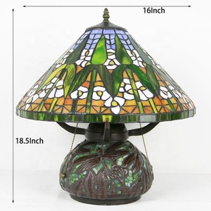 Lampe de table LongHuiJing 18,5 pouces, style Tiffany européen, abat-jour en verre teinté, base en mosaïque libellule, LED AC multicolore - Product Image 3