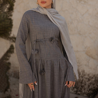Robe élégante pour femmes musulmanes 2026, avec appliques florales 3D, taille à nouer, Abaya modeste, vêtement islamique long, couleur personnalisée, fabricant
