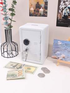 <b>Locking</b> Bank-Dual Key Lock Metal Rectangular Mini Safe Personal Small Storage <b>Box</b> for Coins Cash Jewelry Collection - Product Image 4