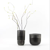 Meijian – Ensemble de pots à fleurs vintage en fer forgé ajouré, pots décoratifs en métal vieilli, courts et hauts, pour plantes d'intérieur