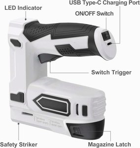 Pistola de Clavos Inalámbrica 4V de Iones de Litio, Clavadora y Grapadora 2 en 1, Pistola de Clavos Eléctrica a Batería con Cargador USB - Product Image 2